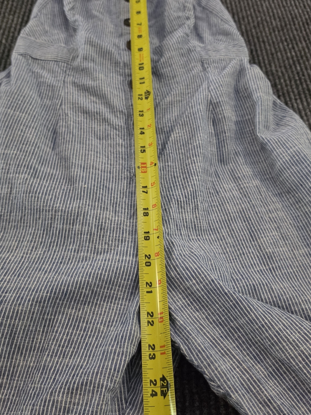 Wide-Leg Button-Front Jumpsuit - Light Blue Pinstripe - Picture 5 of 7
